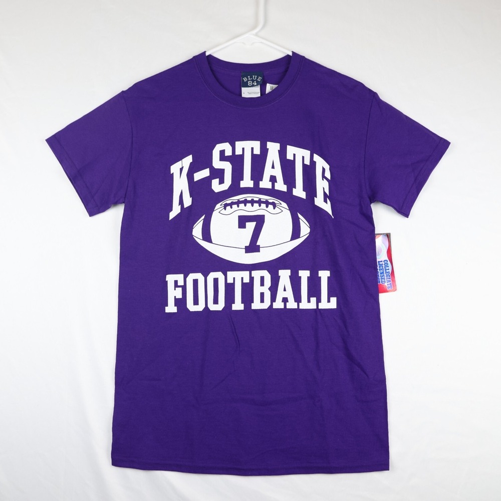 Blue 84 T-Shirt Mensโ Small Purple Kansas State Wildcats #7 Football Graphic Tee